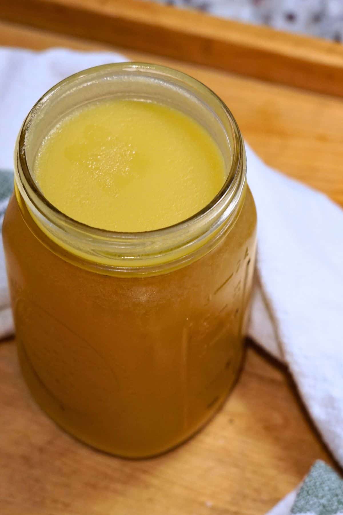 bone broth in a glass mason jar