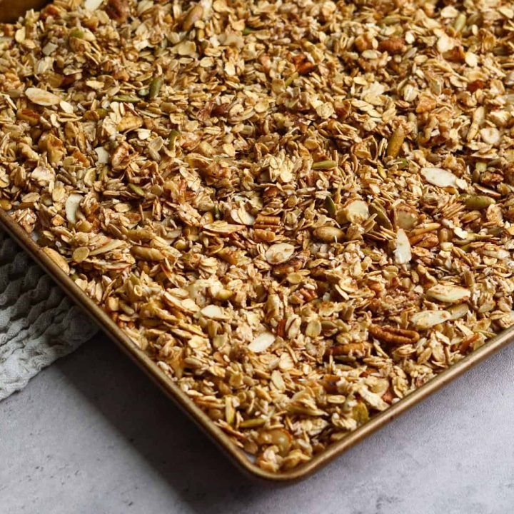 baked granola on sheetpan